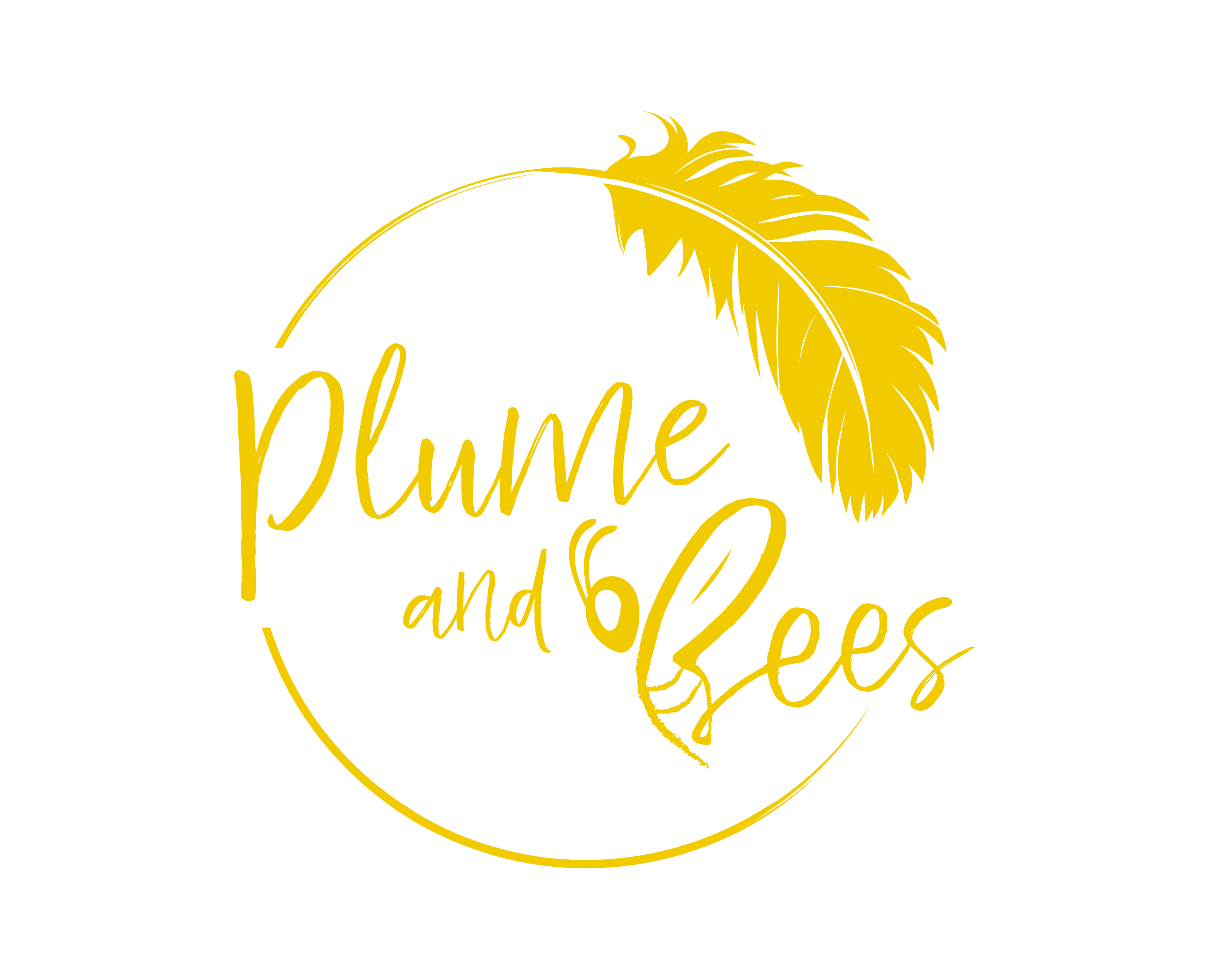Logo de Plume and Bees représentant avec l'écriture Plume and Bees encerclé d'un trait et d'une plume. Le lien renvoit à la page principale du site