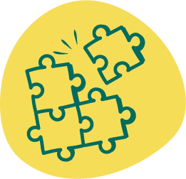 une pièce de puzzle qui se détache du reste sur fond jaune